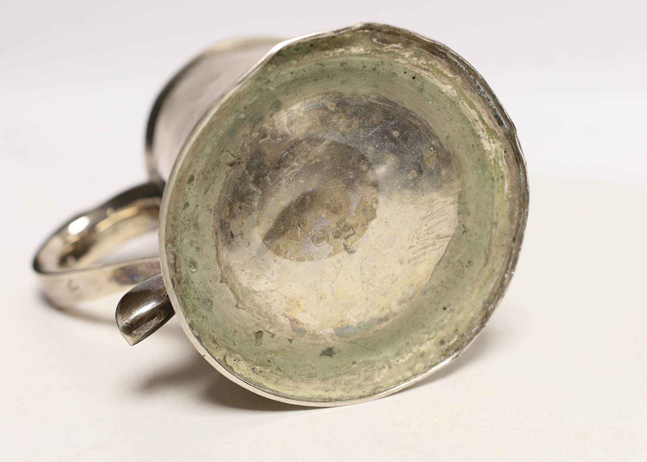 A George III provincial silver mug, John Langlands, Newcastle, 1773, height 11.4cm, 10.3oz.